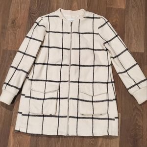 Cupcakes & Cashmere BELVA Ivory Full Zip Jacket Relaxed Fit Oversized Shacket XS